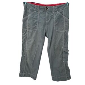 Prana Women’s sz M Blue Breathe Capri Hiking Cargo Relaxed Outdoor Pants